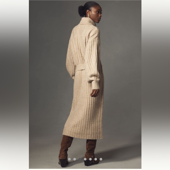 Anthropologie Tan Ribbed Midi Dress - Picture 2 of 13